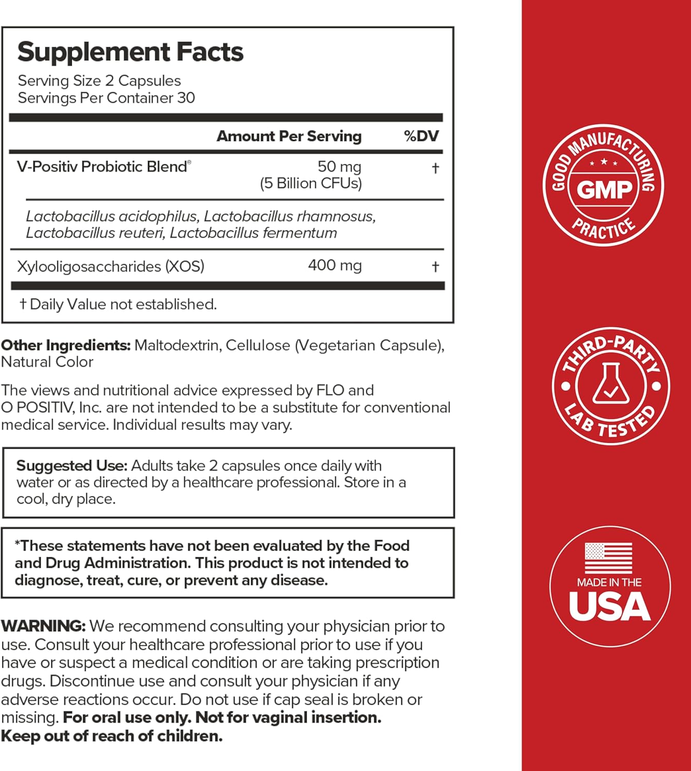 O Positiv URO Vaginal Probiotics for Women pH Balance with Prebiotics & Lactobacillus Probiotic Blend - Image 4